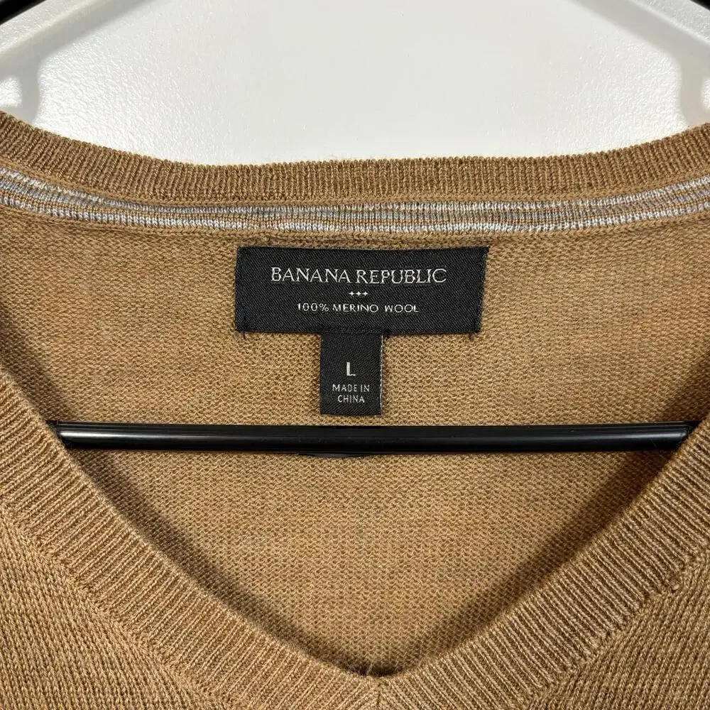 Men’s Banana Republic 100% Merino Wool V Neck Sweater - Fall Cozy Sweater